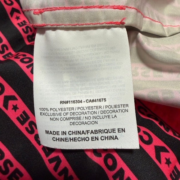 Converse Neon Pink and Black Windbreaker Track Jacket Size Medium - Picture 5 of 5